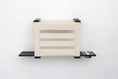 Carica l'immagine nel visualizzatore della galleria, Deluxe Cat Cubby Bed by Catastrophic Creations, beige fabric cat condo with slatted front and side bowl perch
