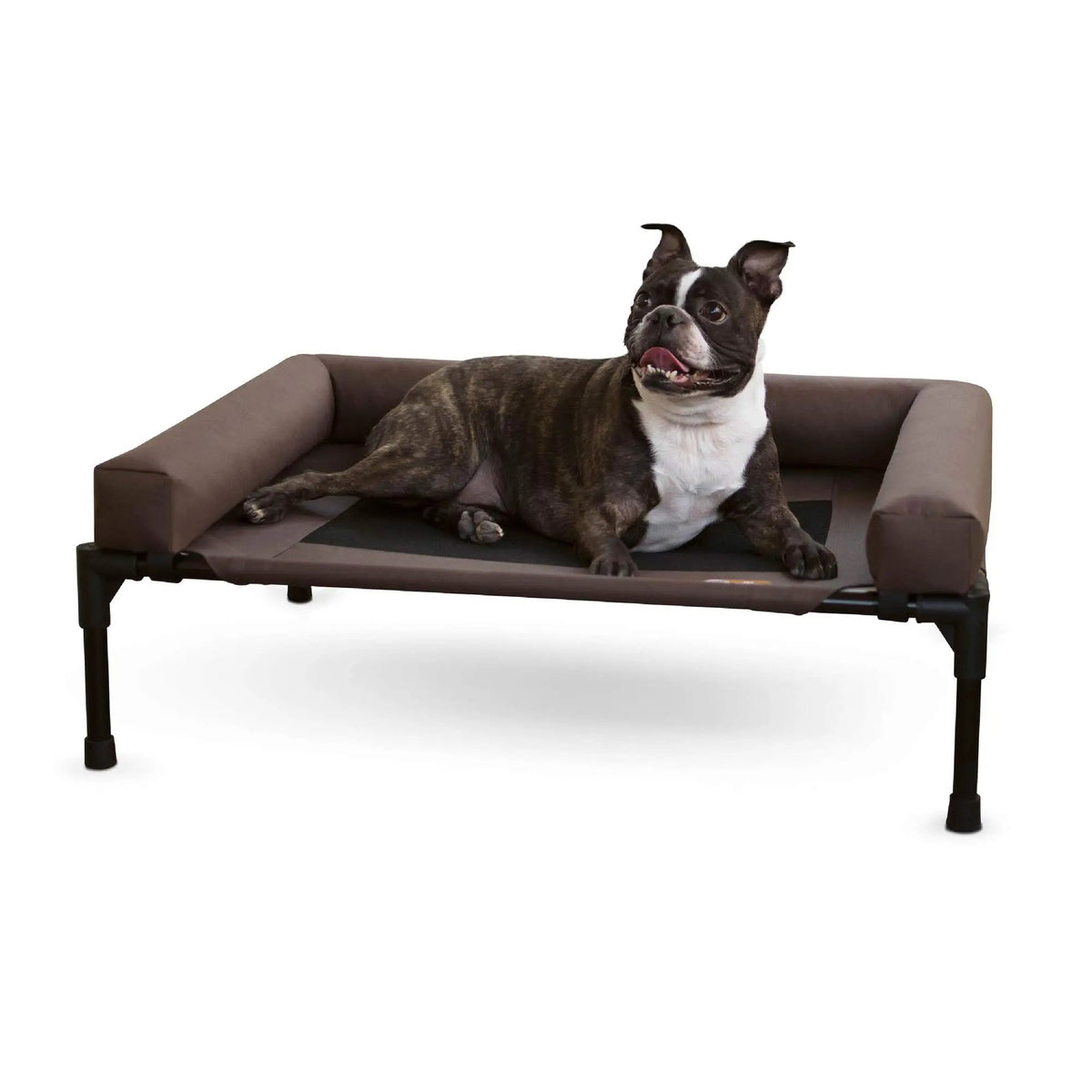 K&H Pet Products Original Bolster Pet Cot elevated brown dog bed with padded bolsters