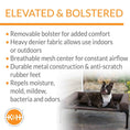 Load image into Gallery viewer, K&H Pet Products Original Bolster Pet Cot elevated pet bed with a dark brown metal frame; two dogs on it.
