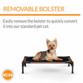 Load image into Gallery viewer, K&H Original Bolster Pet Cot elevated pet bed with removable bolster, black surface, brown frame
