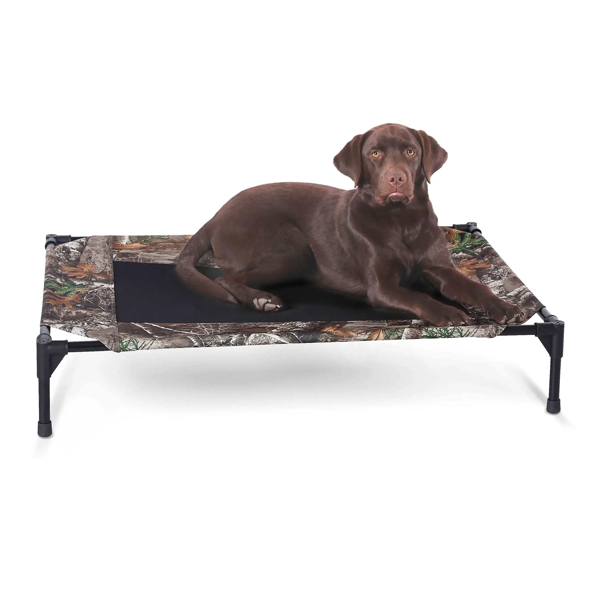 K&H Original Pet Cot elevated dog bed in Realtree Edge camouflage with a metal frame