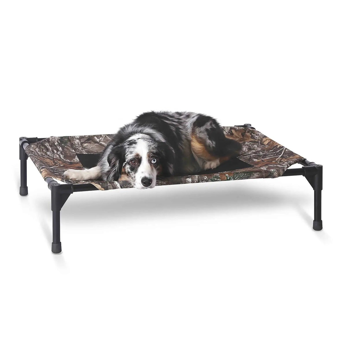 K&H Original Pet Cot Elevated Dog Bed in Realtree Edge camouflage with black metal frame