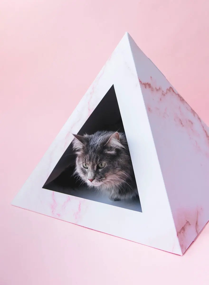 Kitty Kardboard Rose Quartz Cardboard Cat Pyramid Stylish Decor by KittyKardboard