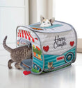 Bild in Galerie-Betrachter laden, KONG PlaySpaces Pop-Up Camper Cat Toy; cat peeks from a colorful camper-style play tent
