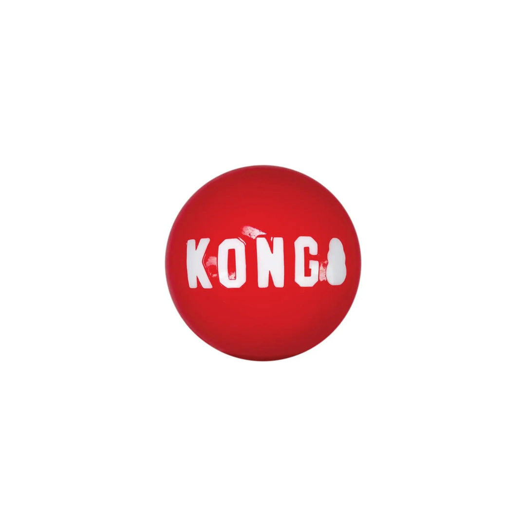 KONG dog fetch ball, red with white logo, multi-pack