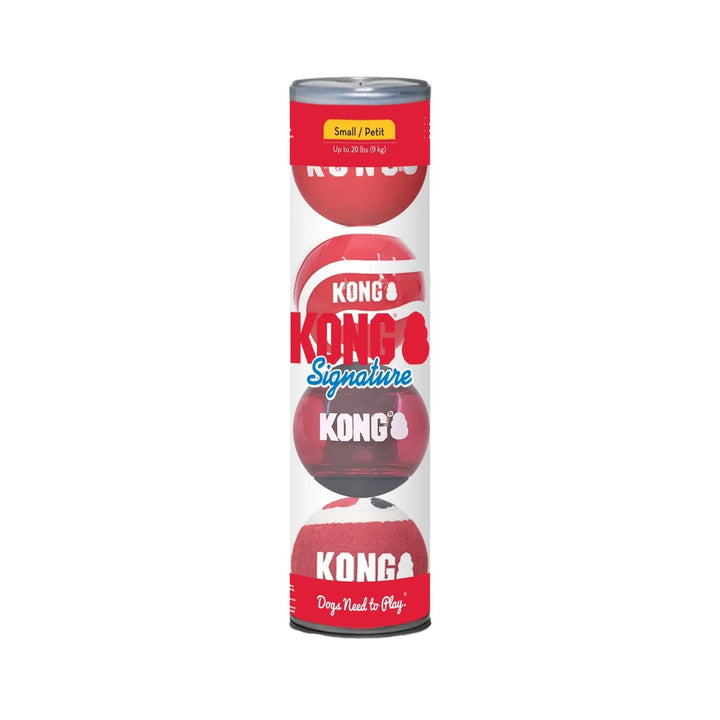 KONG Signature Fetch Dog Toy Balls, Multi-Pack; red rubber balls