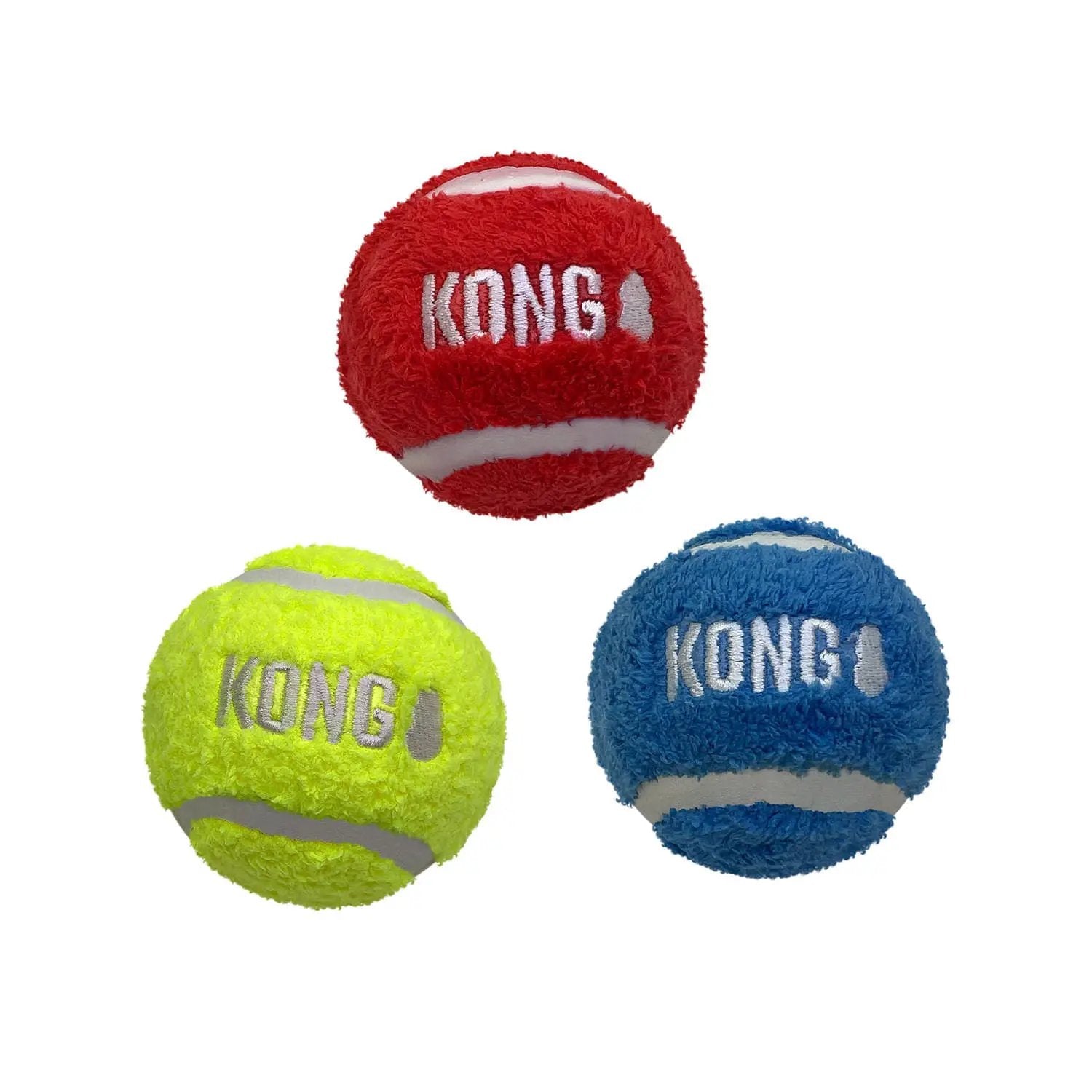 KONG Sport Softies Balls, 4-pack medium dog toys in red, lime green and blue