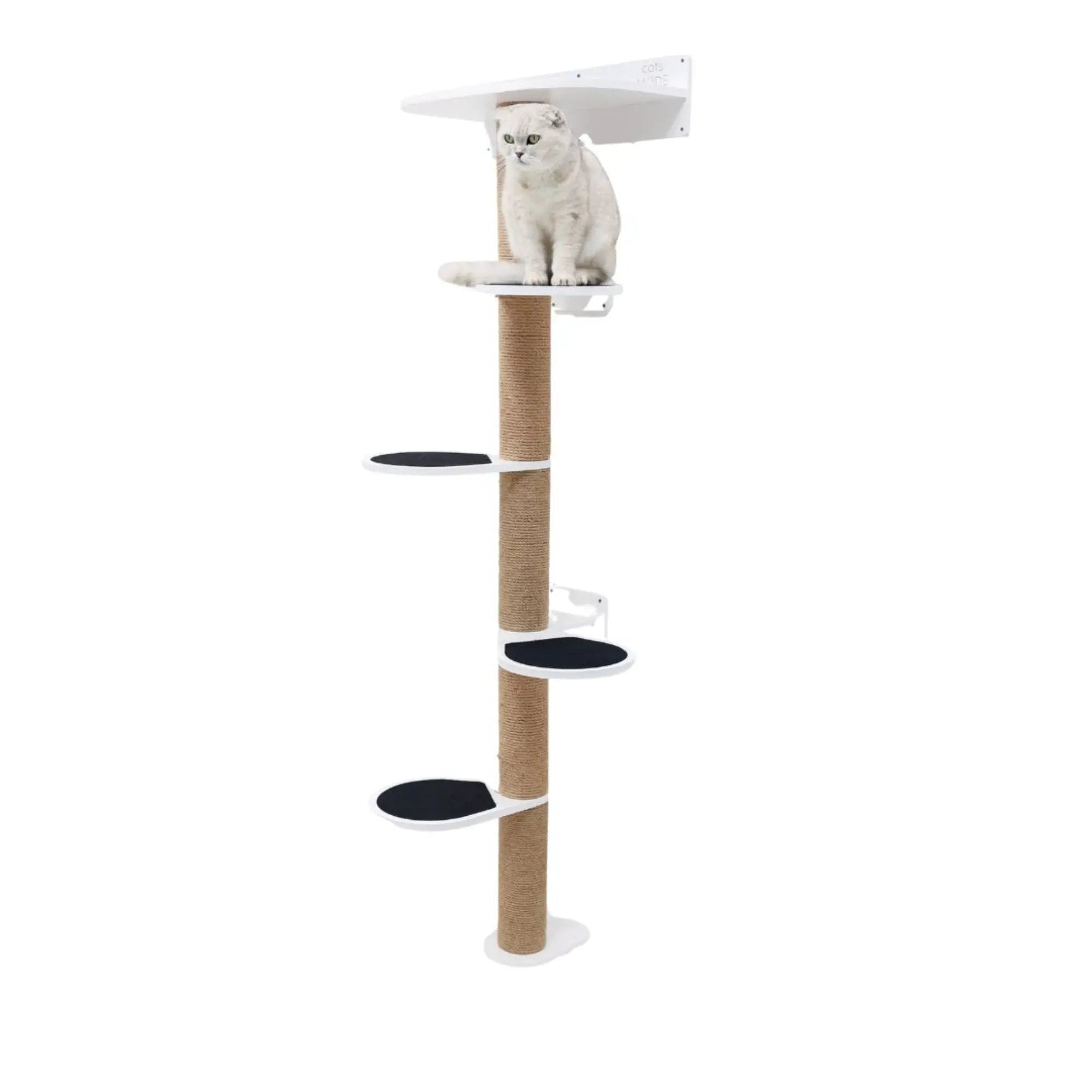Enjoy The Wood Large White Cat Tree Soft Felt Sisal Scratching Tower by Enjoy The Wood
