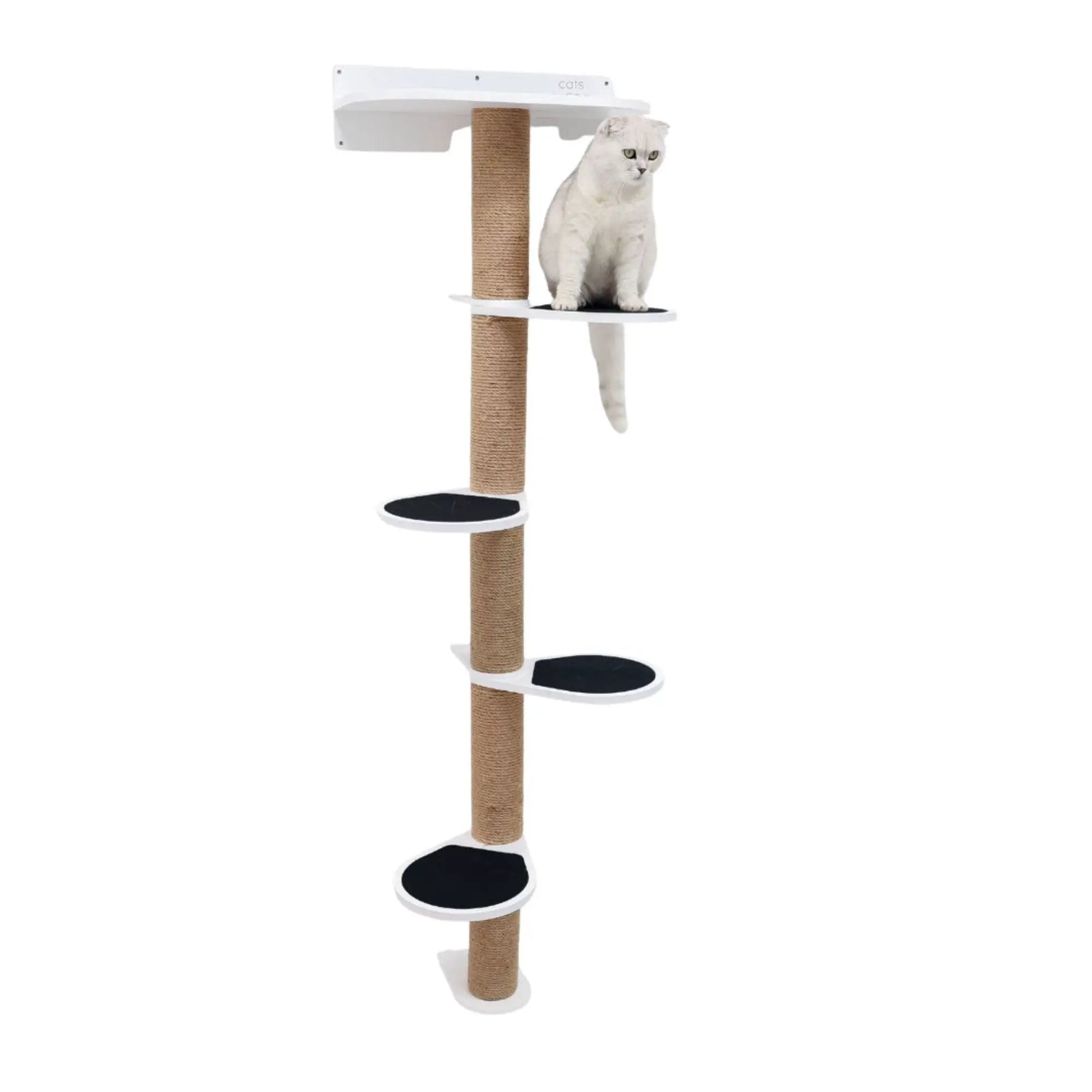 Enjoy The Wood Large White Cat Tree Soft Felt Sisal Scratching Tower by Enjoy The Wood