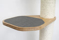 Charger l'image dans la visionneuse de la galerie, The Climb Condo cat wall climbing system; wooden platform with gray circular scratch pad and rope-wrapped post
