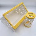 Charger l'image dans la visionneuse de la galerie, Open Air Hay Feeder and Hay Roller Bundle, two-piece set, Bunny Business, yellow and white plastic
