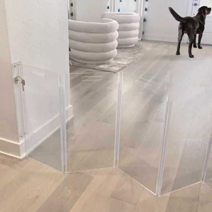 Hiddin Clear Acrylic Wall-Mounted Zig Zag Pet Gate – 30 in High