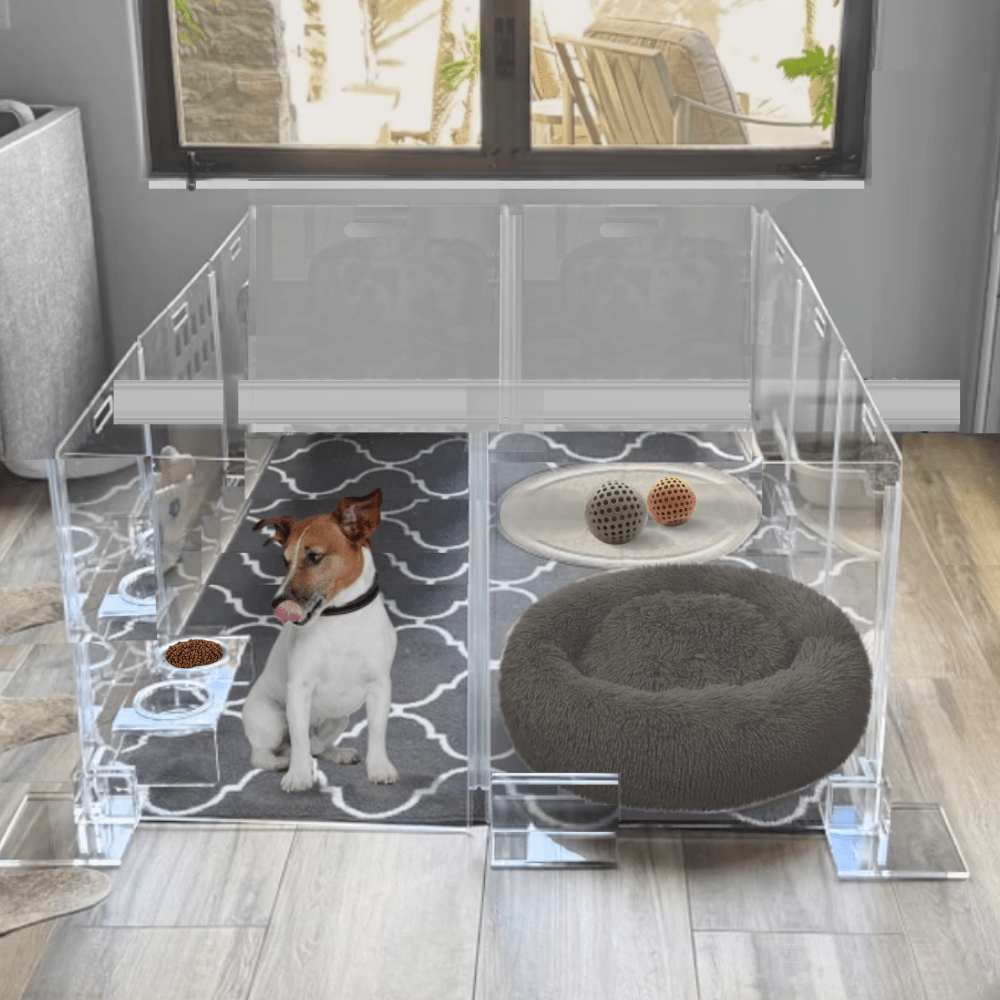 Hiddin Clear Acrylic Step-Over Pet Playpen – 24 in High