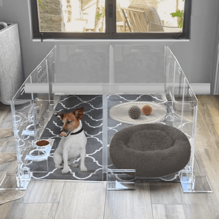 Hiddin Clear Acrylic Step-Over Pet Playpen – 24 in High