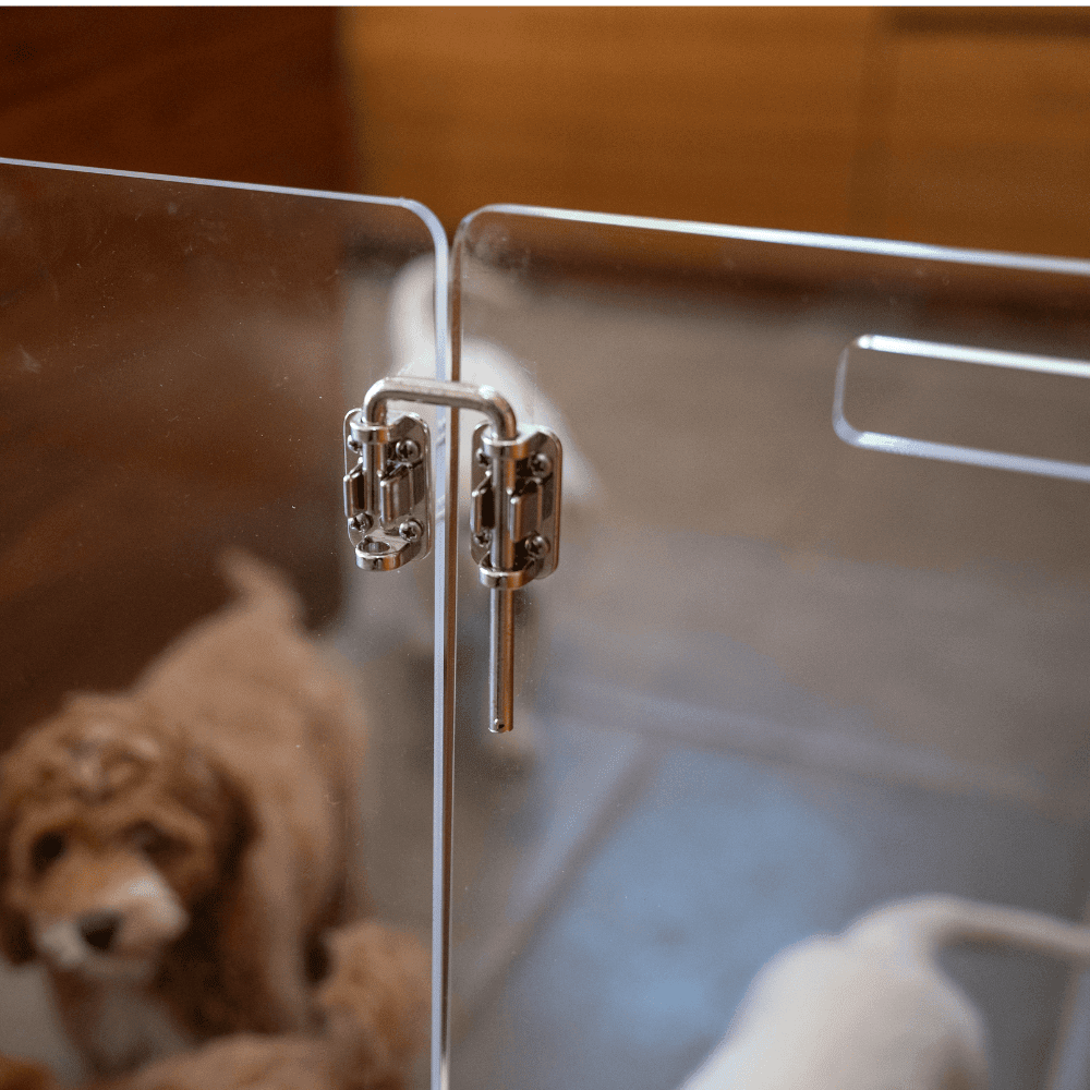 Hiddin Clear Acrylic Pet Gate with Door – Wall-Mounted, 30 in High