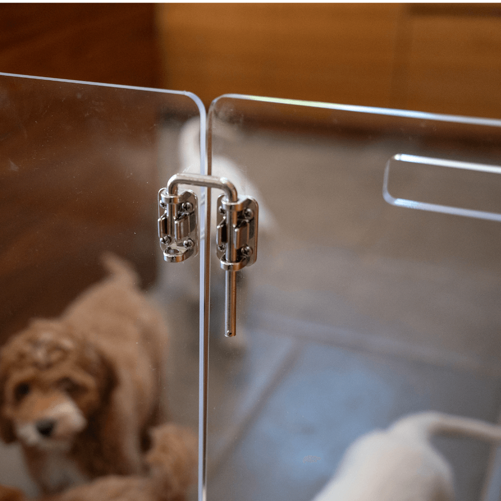 Hiddin Clear Acrylic Pet Gate with Door – Freestanding, 30 in High