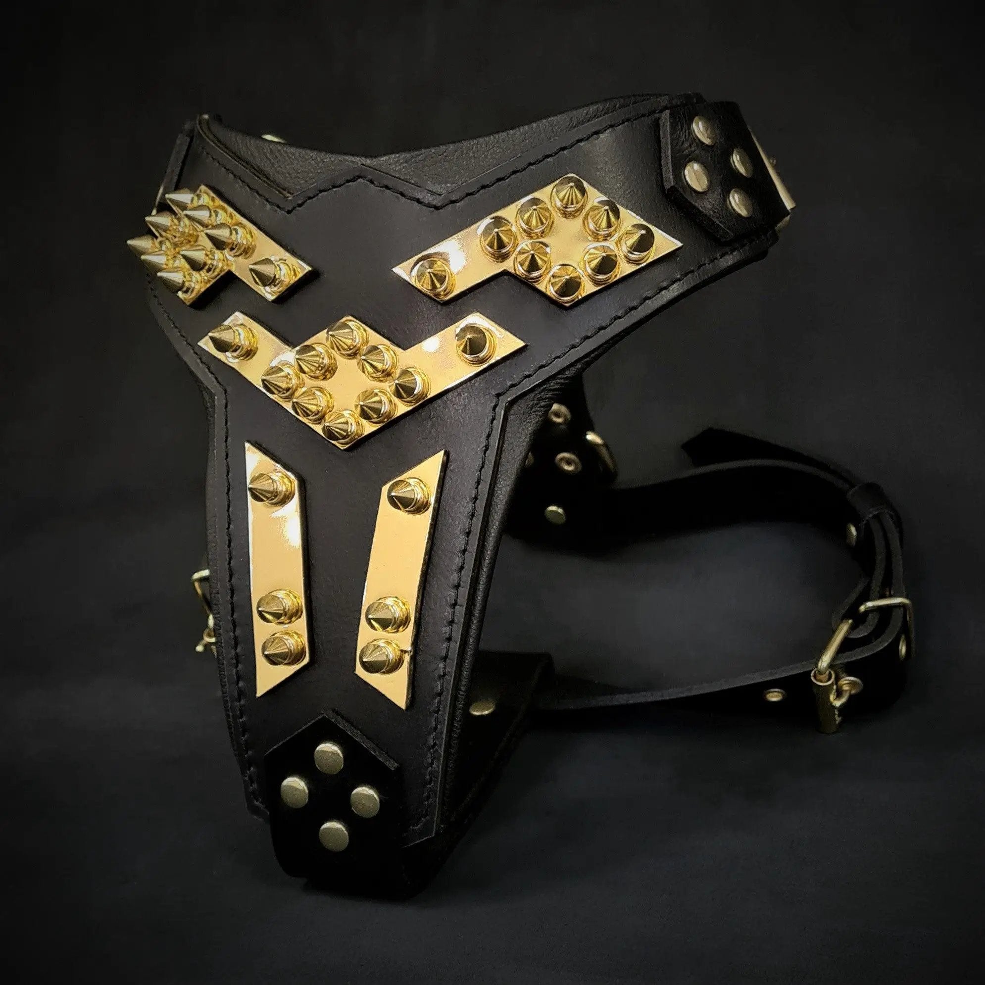 The ''Midas'' leather dog harness gold - Pet Collars & Harnesses from Bestia Dog Gear