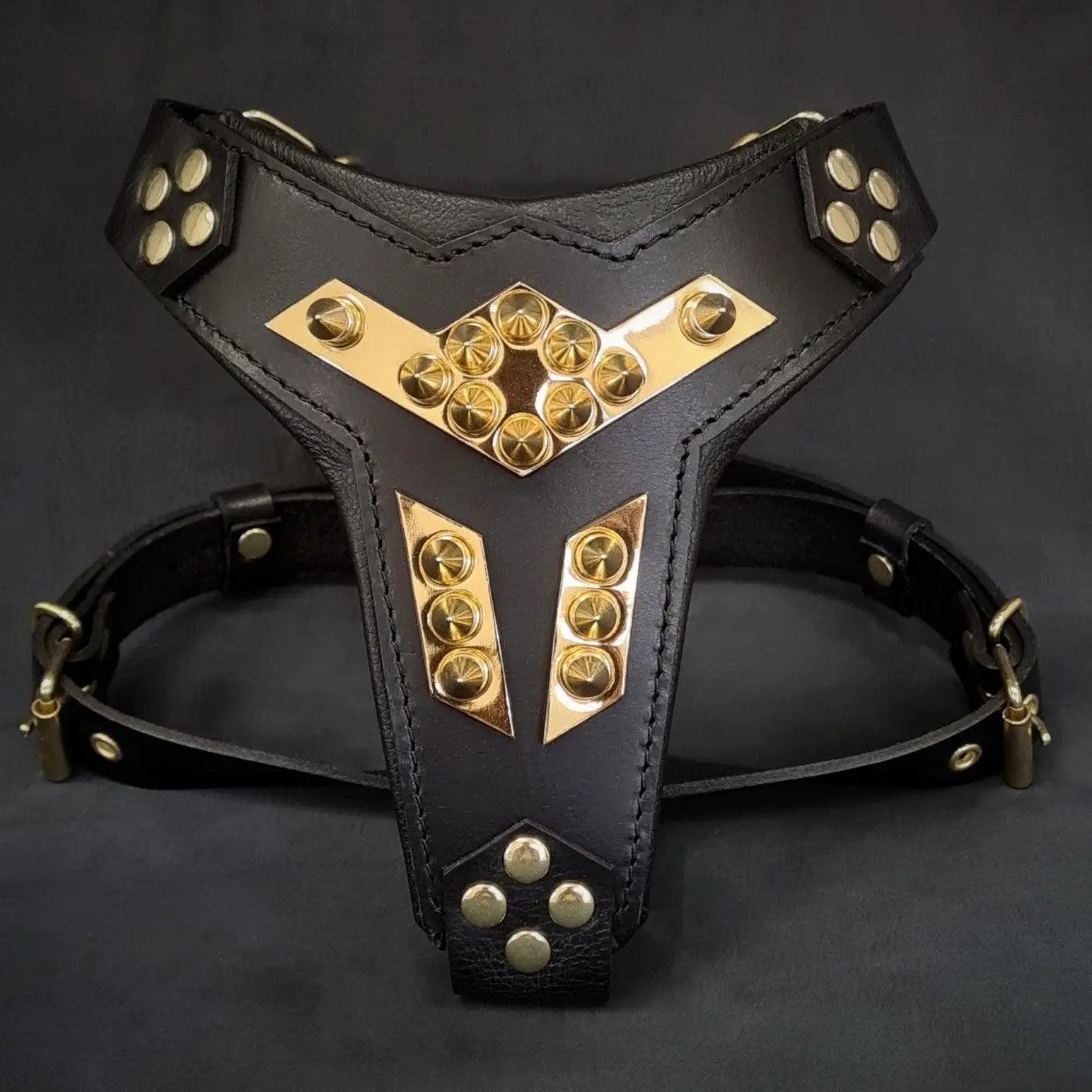 'Midas'' leather dog harness gold medium size - Pet Collars & Harnesses from Bestia Dog Gear