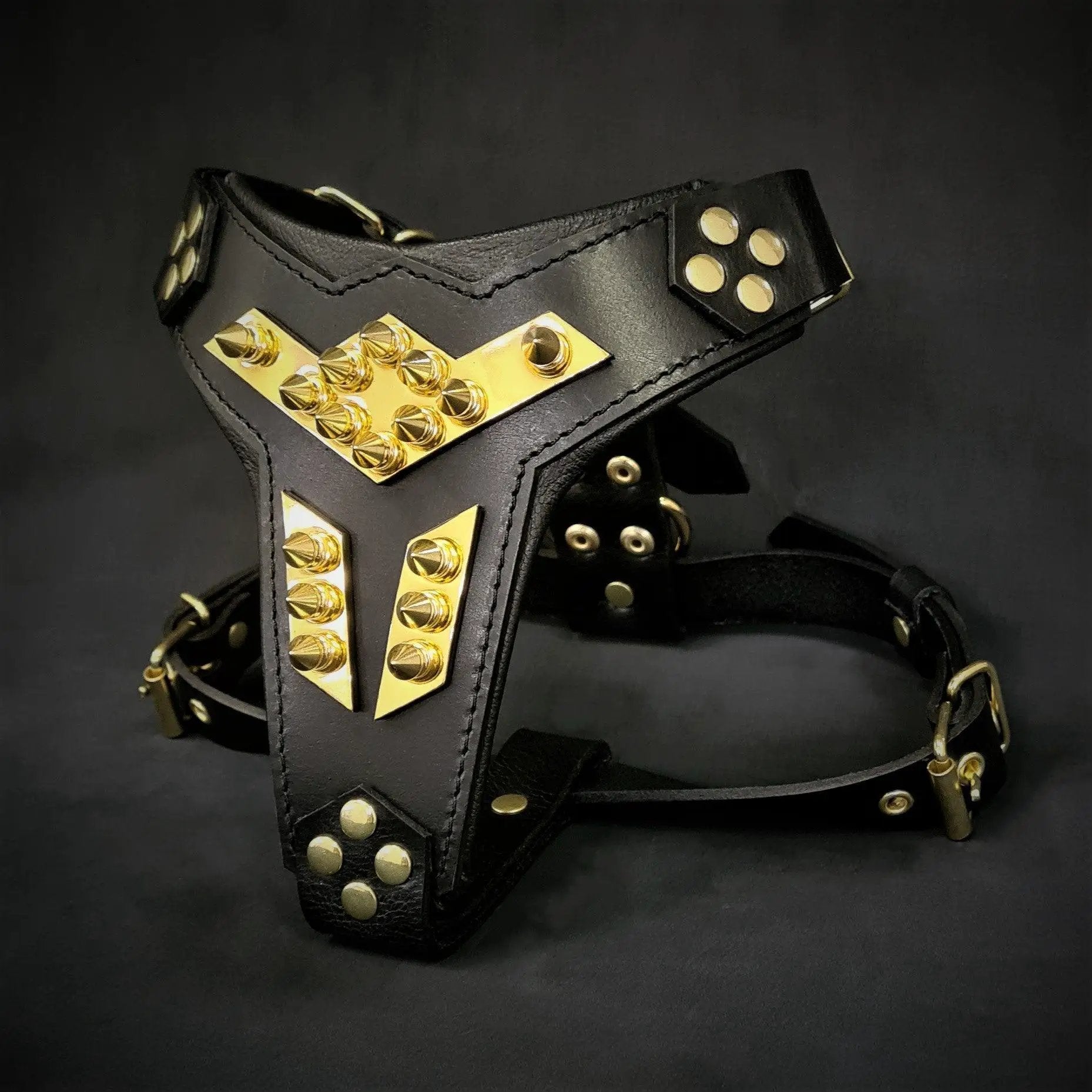 'Midas'' leather dog harness gold medium size - Pet Collars & Harnesses from Bestia Dog Gear