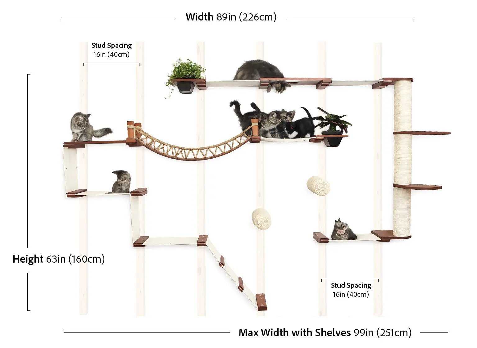 Cat condo The Juggernaut by Catastrophic Creations; wall-mounted indoor cat playground with wood frame