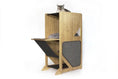 Charger l'image dans la visionneuse de la galerie, The Overlook bamboo cat condo by Catastrophic Creations; multi-level cat tree with fabric panels and a cat on top
