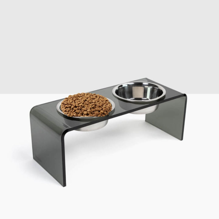 Hiddin Smoke Grey Acrylic Double Feeder – 7 in High