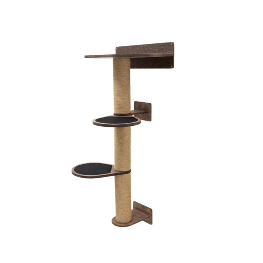 Enjoy The Wood Medium Cat Tree Modern Dark Walnut Felt Upholstered by Enjoy The Wood
