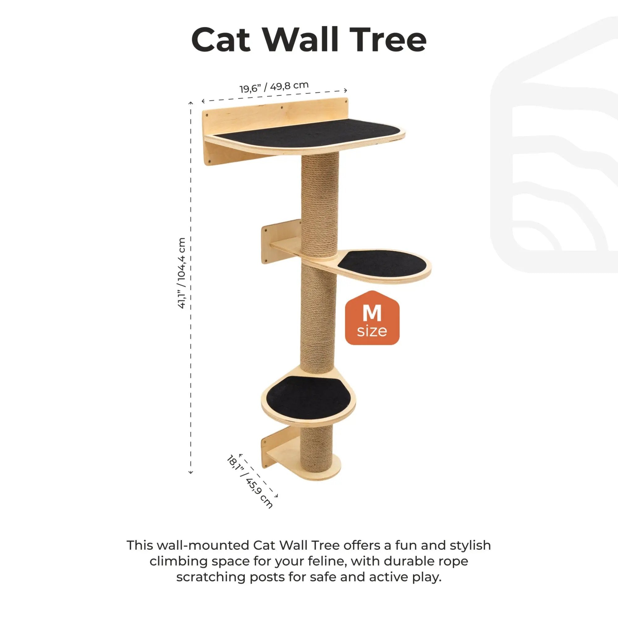 Enjoy The Wood Medium Cat Tree Wall Mounted Design For Space Saving Luxury Light Modern Home Decor by Enjoy The Wood
