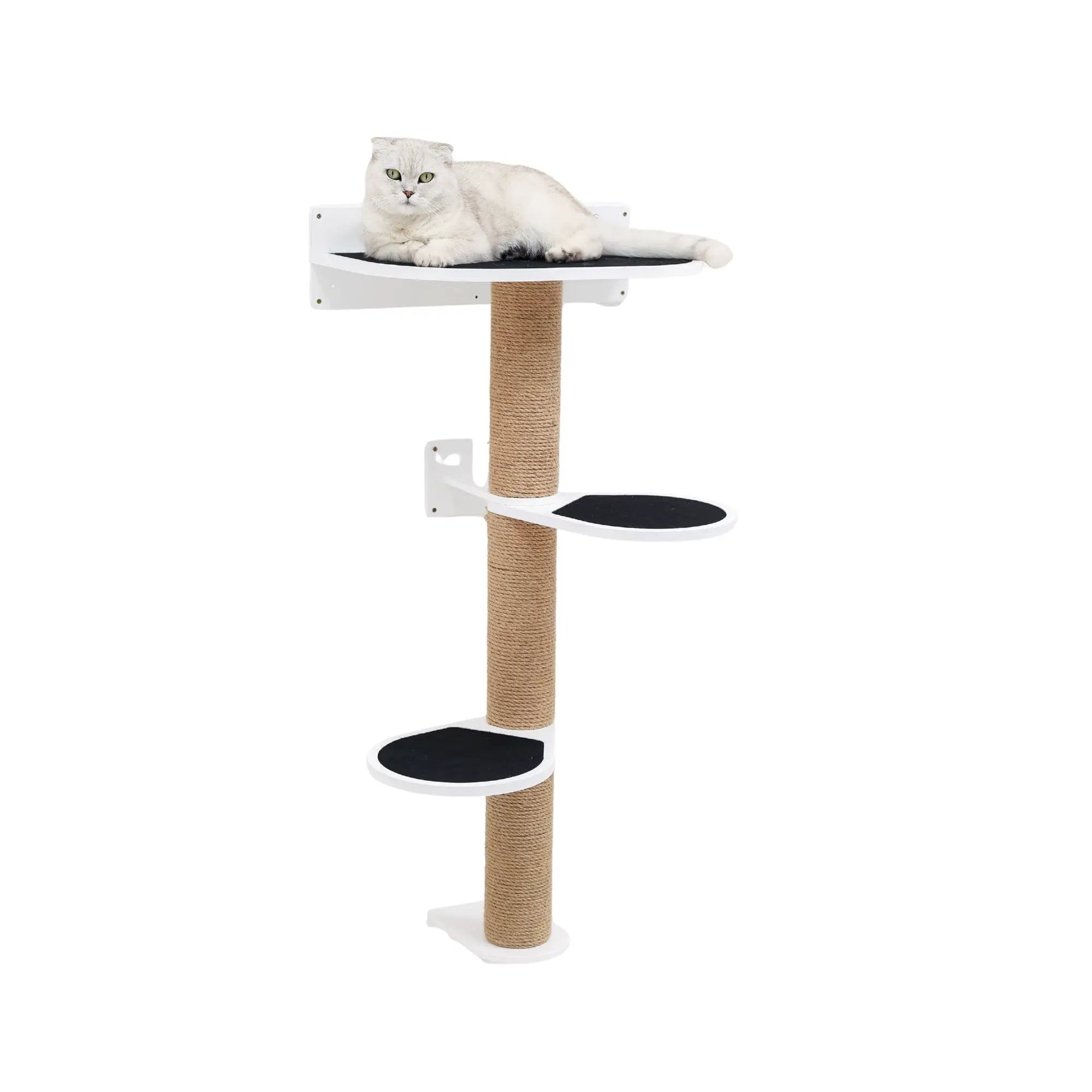 Enjoy The Wood Medium Cat Tree White Modern Indoor Felt Lounge Tower by Enjoy The Wood