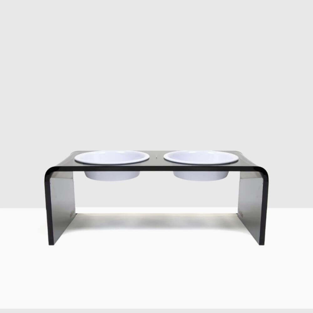 Hiddin Smoke Grey Acrylic Double Feeder – 7 in High
