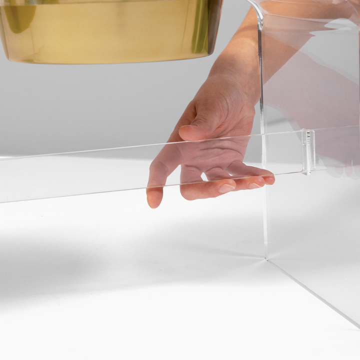 Hiddin Clear Acrylic Triple Feeder with Gold Bowls – 12 in High