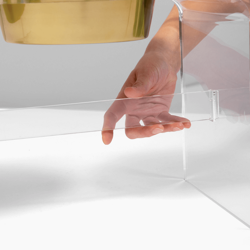 Hiddin Clear Acrylic Triple Feeder with Gold Bowls – 12 in High