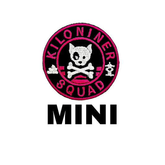 Pink And Black Mini Dog Crossbones Embroidered Hook Morale Patch by kiloninerpets