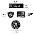 Carica l'immagine nel visualizzatore della galleria, Kiloniner 4 Mini Patches Tessuti E Logo Stencil Con Retro In Velcro
