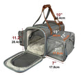 Load image into Gallery viewer, Mr. Peanut's Gold Series Big Apple Double Expandable Pet Carrier, air travel approved, gray with brown straps
