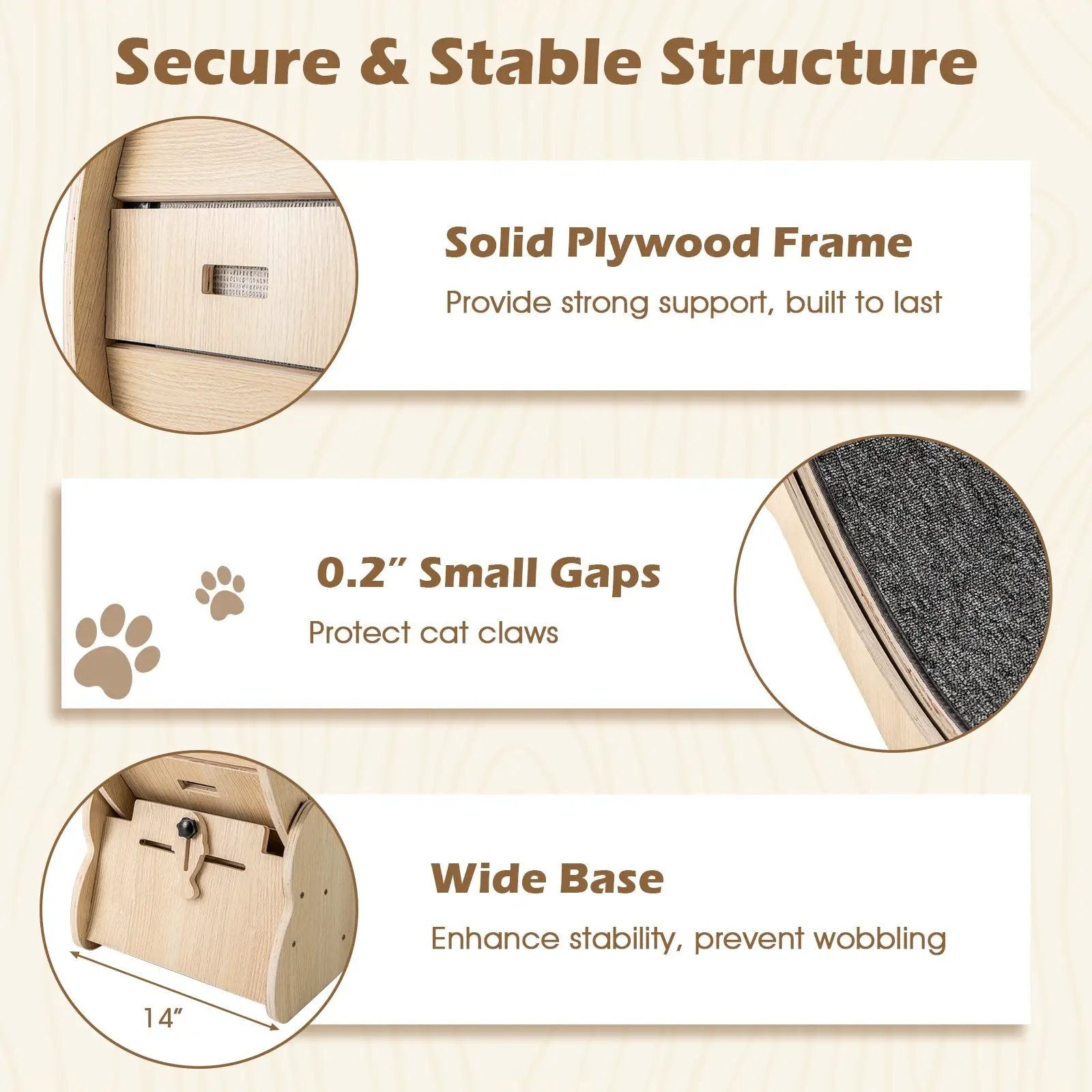 DirectDeals 40-inch wooden cat exercise wheel with lockable mechanism and carpeted runway for indoor cats