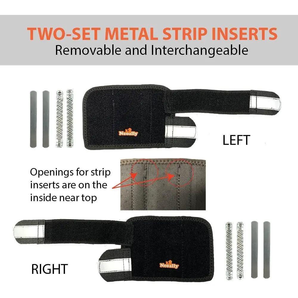 NeoAlly 3-in-1 front leg dog splint brace pair with rigid and spring inserts and reflective straps left and right black