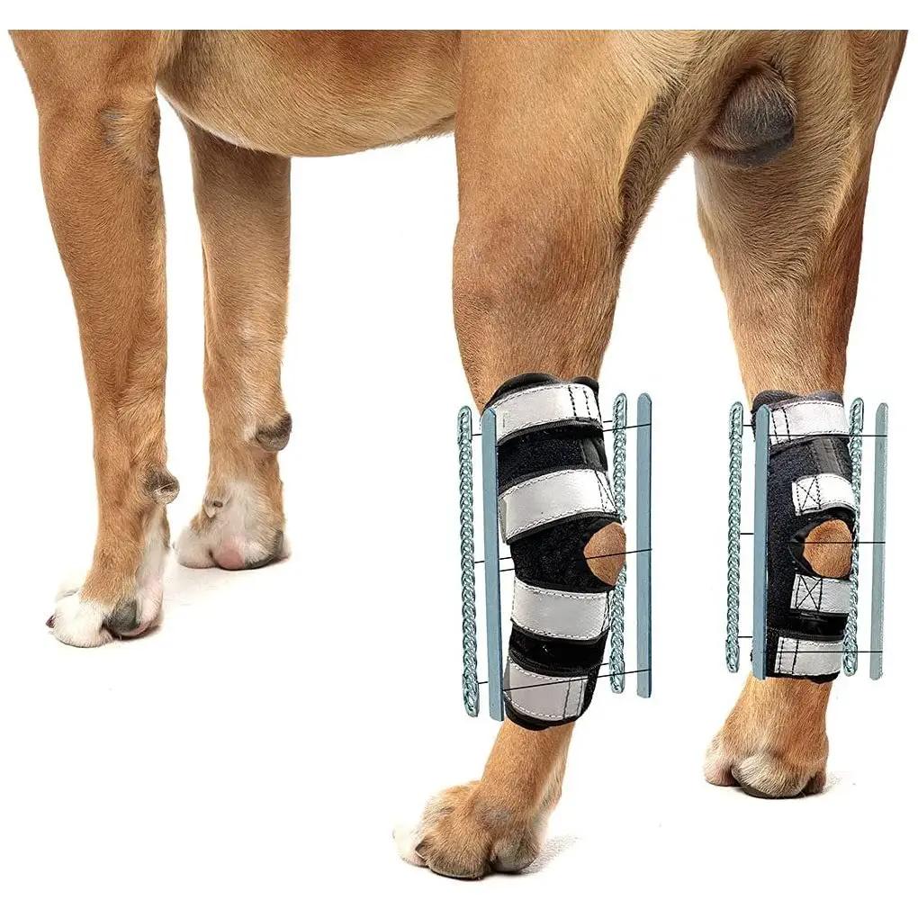 NeoAlly 3-in-1 long rear leg hock brace for dogs with rigid and spring inserts, reflective straps - Neoallypets pair