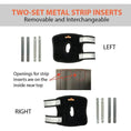 Load image into Gallery viewer, Neoallypets NeoAlly 3-in-1 short rear leg hock brace pair; black with white reflective straps and metal inserts.
