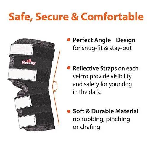 Neoallypets NeoAlly dog rear leg hock brace with reflective straps for large dogs, black velcro