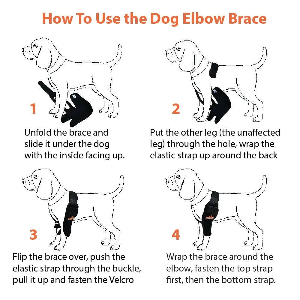 NeoAlly Elbow and Shoulder Brace for Dogs and Cats by Neoallypets, black orthopedic pet brace with four-step fitting.
