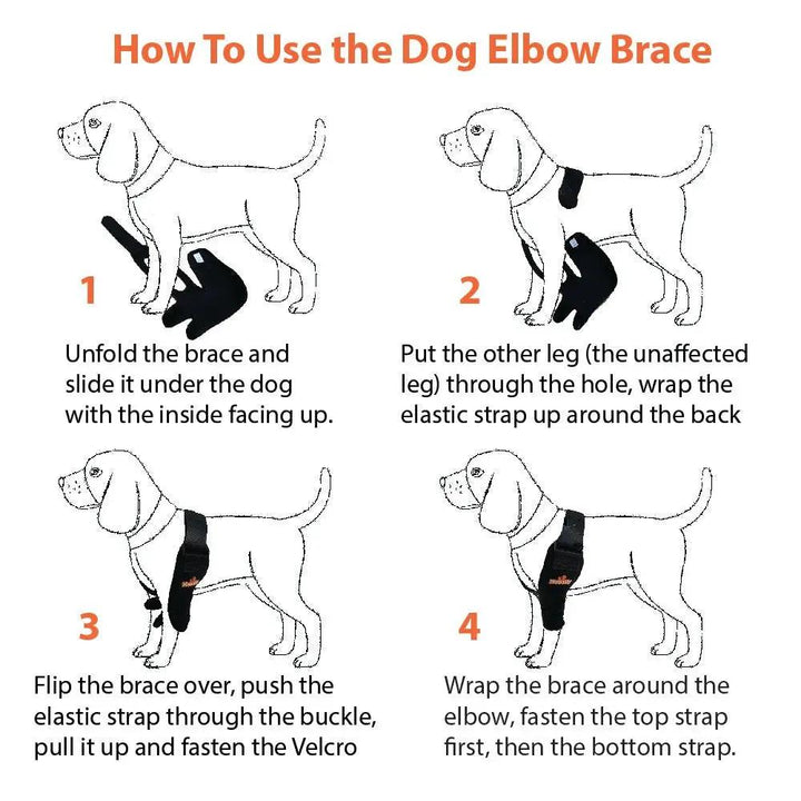 NeoAlly Elbow and Shoulder Brace for Dogs and Cats by Neoallypets, black orthopedic pet brace with four-step fitting.