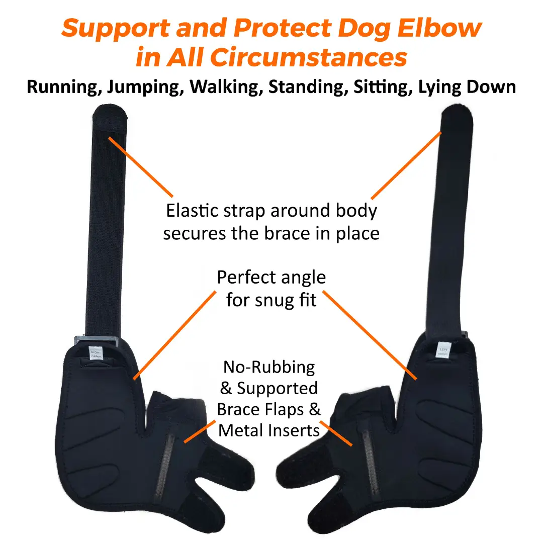 NeoAllyPets elbow and shoulder brace pair for dogs and cats, black with adjustable straps and spring inserts