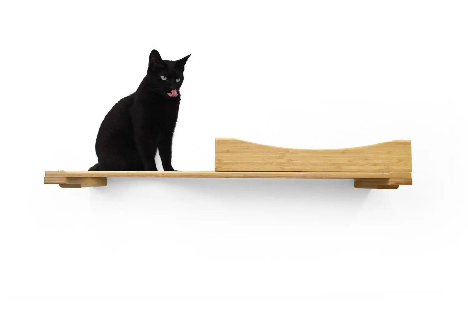 The Cat Nest Bed cat shelf by Catastrophic Creations, natural wood finish
