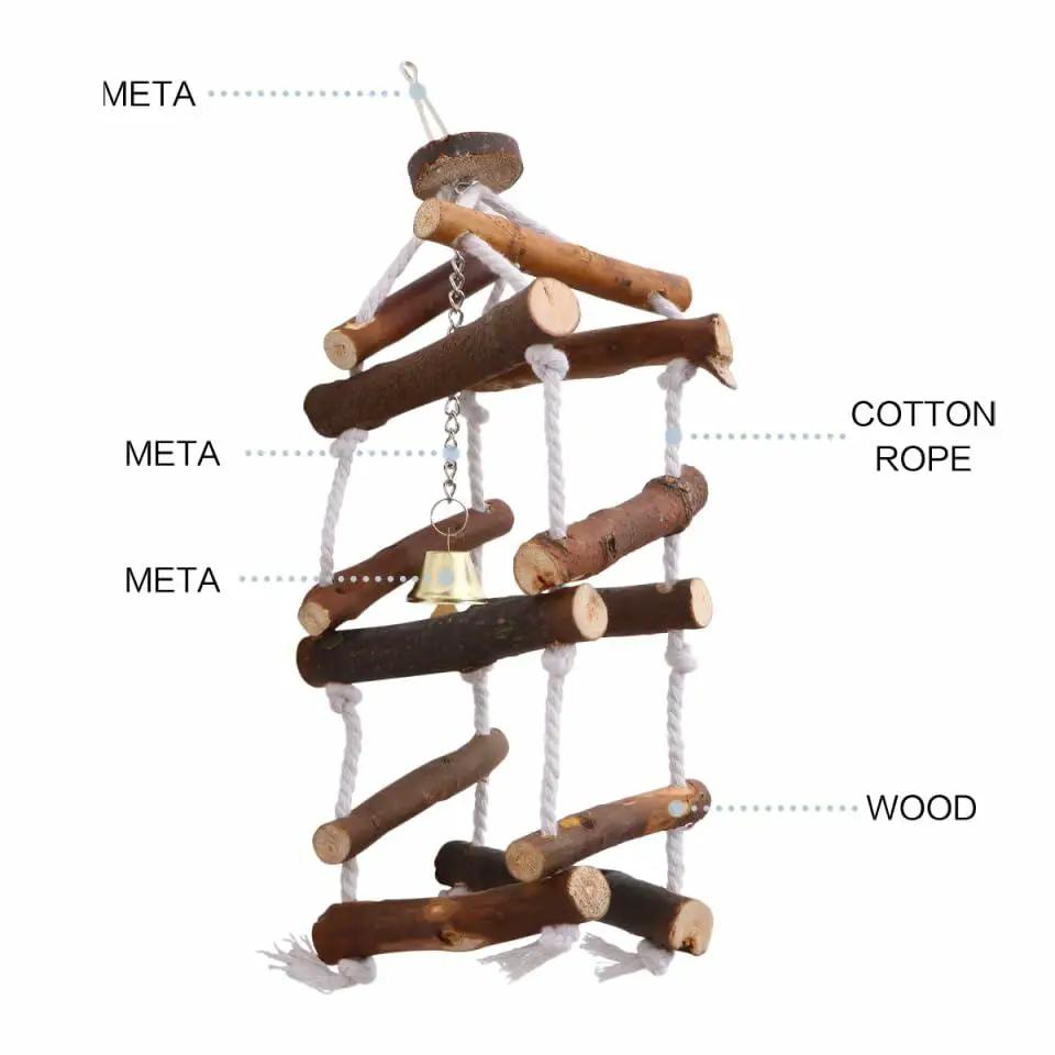Balacoo Wooden Bird Swing Perch Eco Friendly Durable Parakeet Toys by Deal US