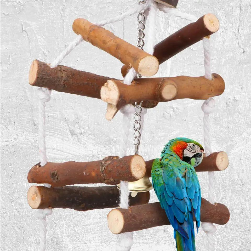 Balacoo Wooden Bird Swing Perch Eco Friendly Durable Parakeet Toys by Deal US