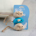 Cargar la imagen en la vista de la galería, Calsgkspray 3 Pcs Plush Cat Toys Interactive Squeaky Mice With Scratching Post Blue Khaki Colors by Deal US
