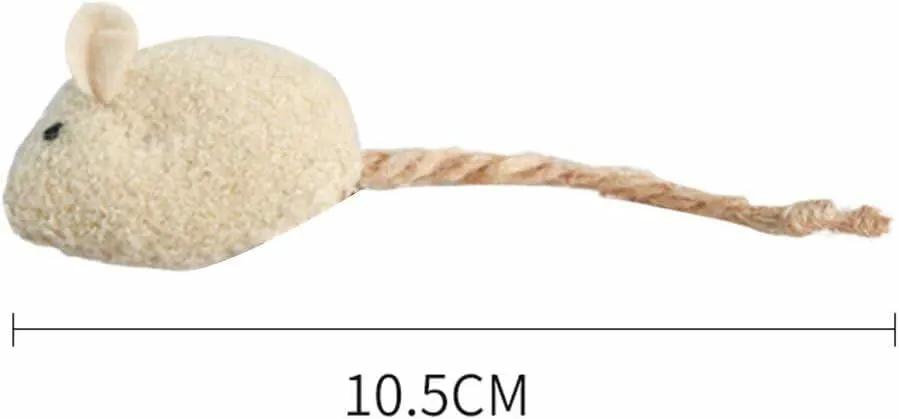 Calsgkspray 3 Pcs Plush Cat Toys Interactive Squeaky Mice With Scratching Post Blue Khaki Colors by Deal US