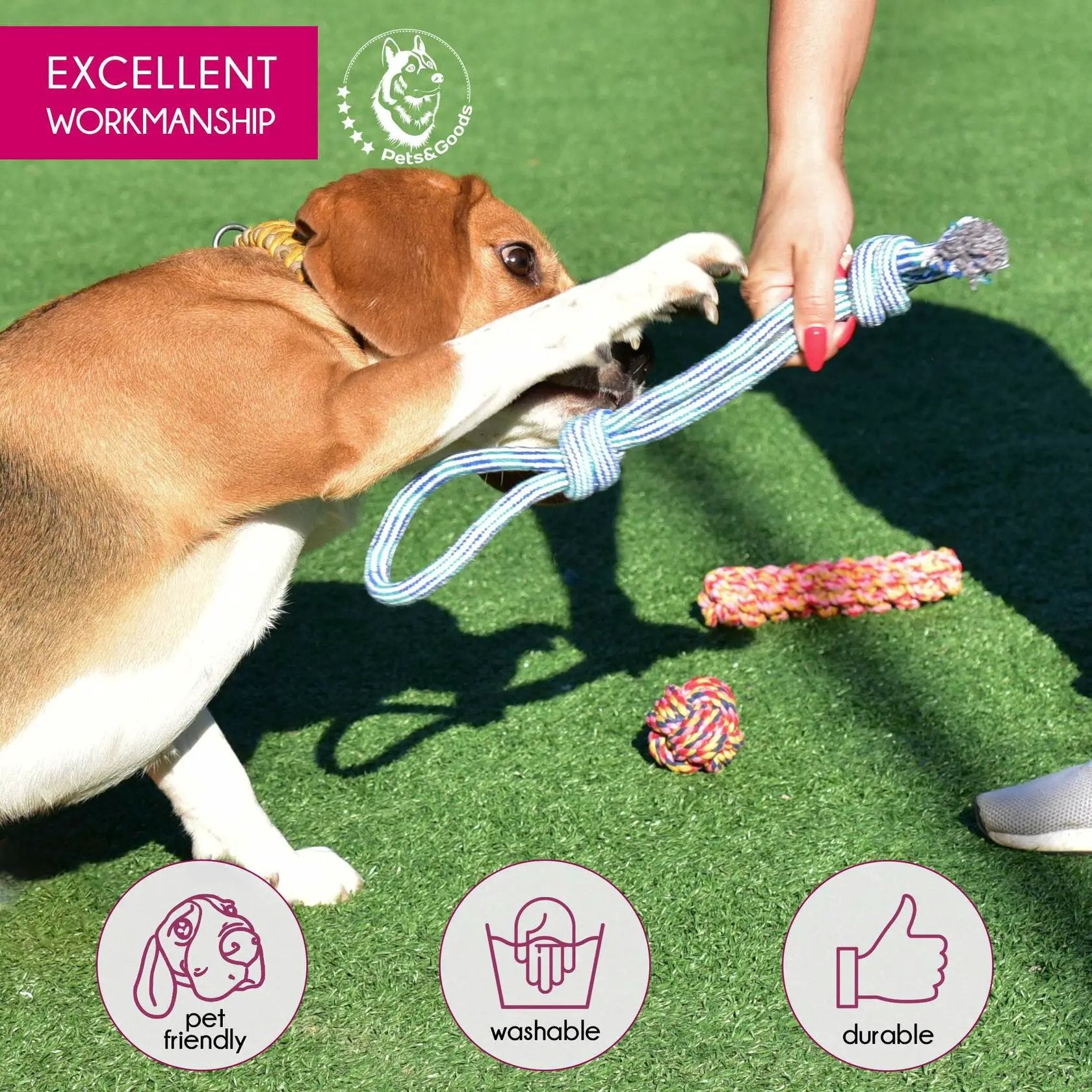 Pets&Goods 13 Pack Rope Dog Toy Set 100 Cotton Durable Chew Tug Toys For Puppies Small Breeds by Deal US