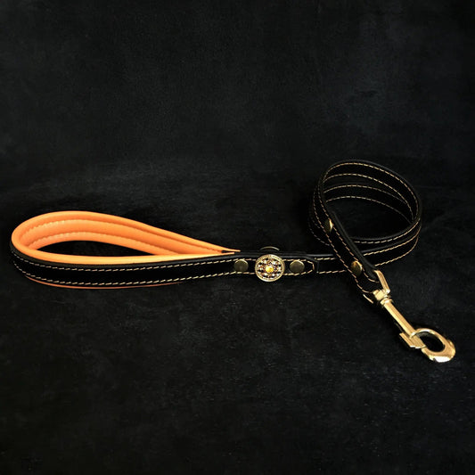 'Bijou'' leather lead orange - Pet Leashes from Bestia Dog Gear